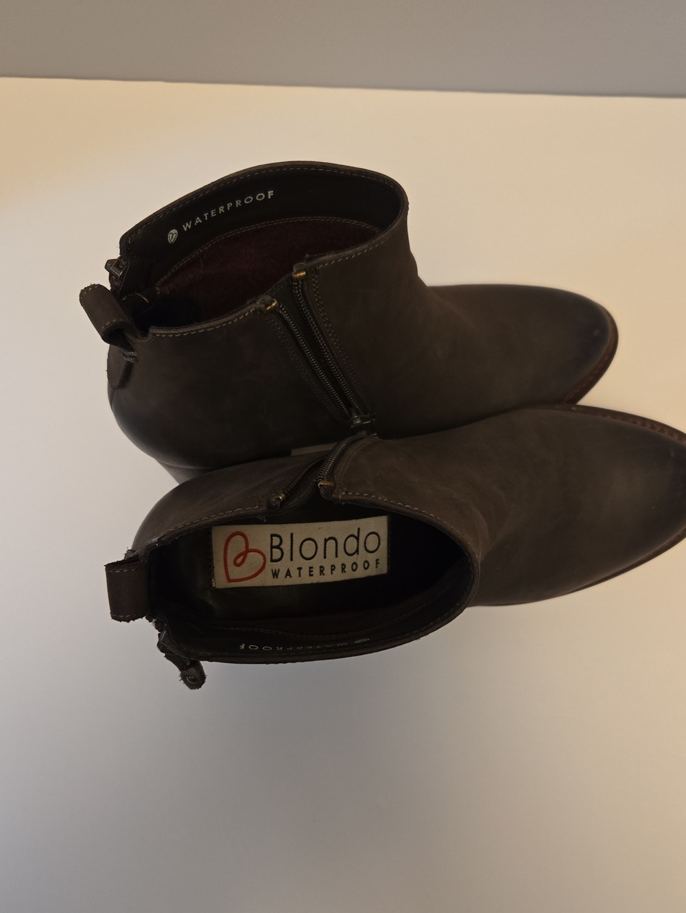 Blondo Dark Brown Waterproof Leather Zip Ankle Boots